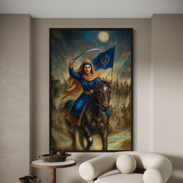 The Great Sikh Warrior With Flag